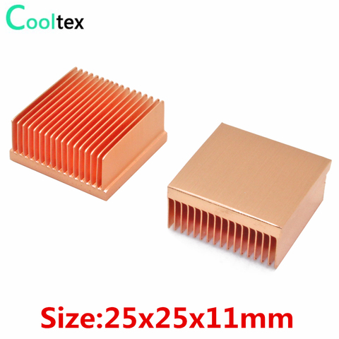 2pcs Pure Copper Heatsink 25x25x11mm mini Heat Sink Radiator for Raspberry pi Chip MOS IC 3D printer Electronic Cooling Cooler ► Photo 1/6