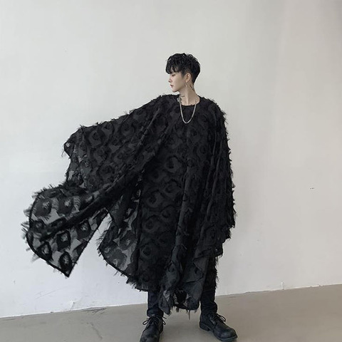 Men Oversize Bat Long Sleeve Pullover Shawl Cloak Shirt Male Women  Gothic Dress Shirt Stage Fashion Show Clothing ► Photo 1/6