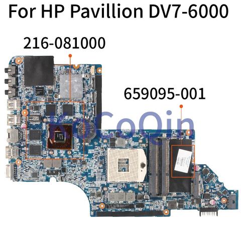 KoCoQin DV7-6000 motherboar 659095-001 655488-001 for hp Pavilion DV7 DV7-6000 655488-001 HM65 original test motherboard ► Photo 1/5