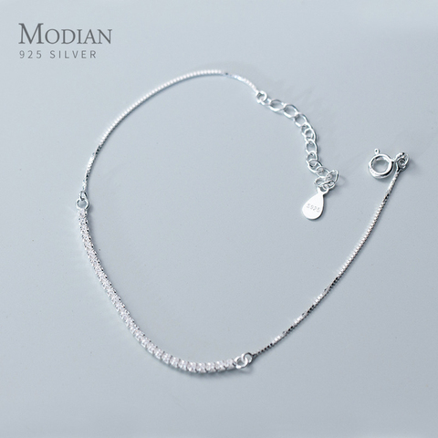 Modian Fashion Shining Clear CZ Geometric Bracelet for Women 925 Sterling Silver Link Chain Adjustable Bracelet Fine Jewelry ► Photo 1/4