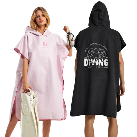 HOTMANGO Microfiber Poncho Towel Surf Beach Wetsuit Changing Bath Robe with Hood,Watersports Activities,Adults Men Women ► Photo 1/6