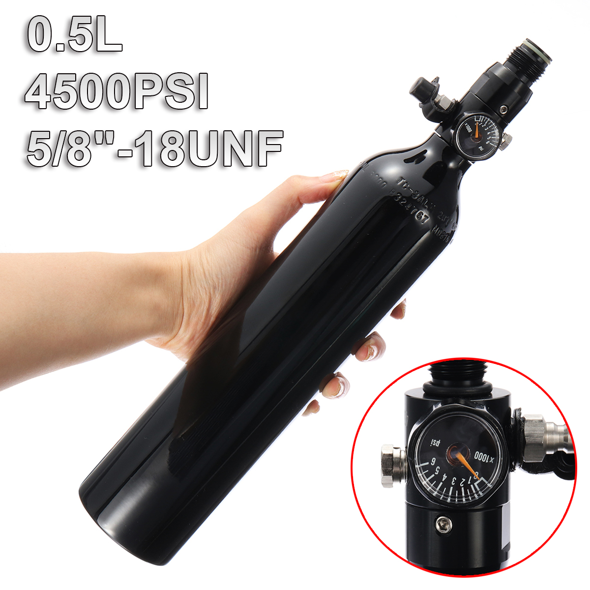 4500PSI 0.35L Aluminum Tank Air Cyclinder Bottle For Paintball PCP M18*1.5 New 