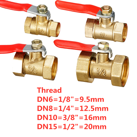 Brass ball valve 1/4'' 3/8'' 1/2'' Female Thread Ball Valve Brass Connector Joint Copper Pipe Fitting Coupler Adapter ► Photo 1/5