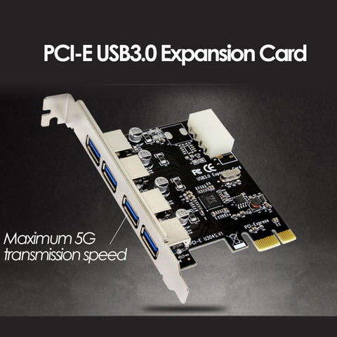 UTHAI 4-port USB 3.0 PCI-e Expansion Card PCI Express PCIe USB 3.0 Hub Adapter 4-port USB 3 0 PCI E PCIe Express 1x ► Photo 1/2