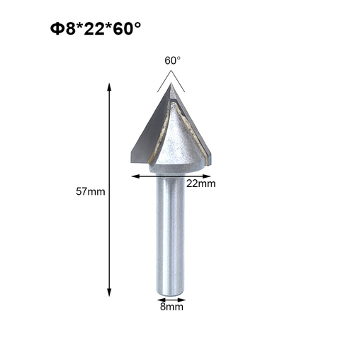 2pc 60 90 120 150 Degree  V shape Milling Cutter CNC Engraving Bits 8mm Shank Wood Router Bits Wood Milling Trimming 3D Cutter ► Photo 1/4