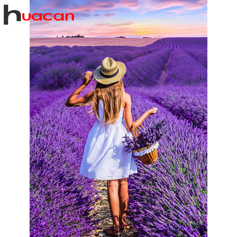 Huacan 5d Diamond Painting Girl New Arrivals Embroidery Lavender Mosaic Cross Stitch Flower Home Decor Diamond Art ► Photo 1/6