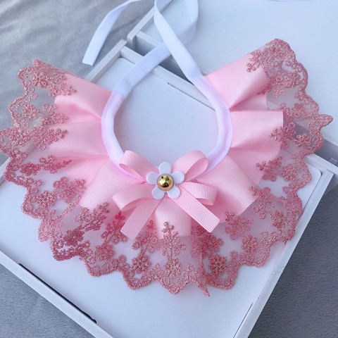 Fashion Bowknot Pet Collar Lace Bibs Cute Lace Pet Collar Bib Lovely Dog Cat Necklace Decor Collars For Small Dog ► Photo 1/6