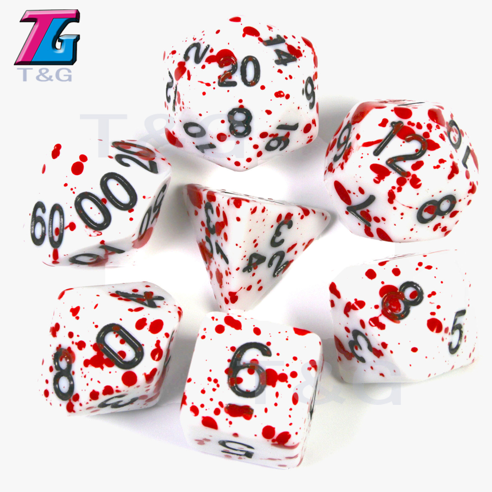 7pcs TRPG Games Dungeons & Dragons D4-D20 Multi-sided Dices Lava Purple 