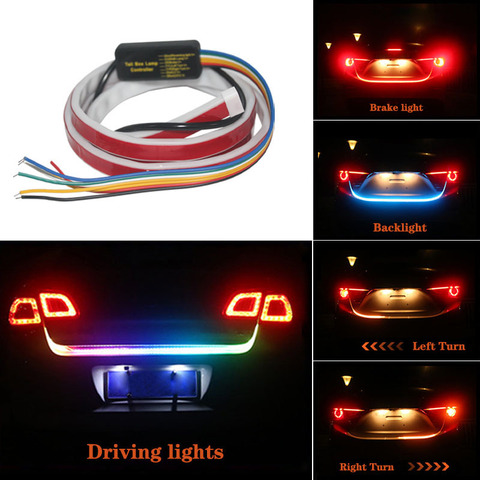 RXZ NEW  1.2M 1.5M Car Tailgate Turning Signal Light Bar RGB LED Strip Trunk Light Strips Multicolor Braking Lamp car-styling ► Photo 1/6