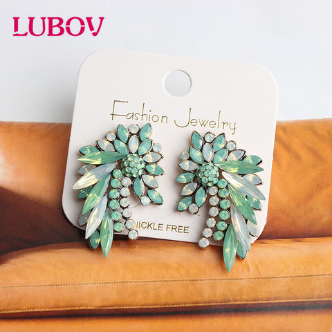 LUBOV New Fashion Colorful Rhinestone Earrings Women Bohemian Geometric Stud Earring Accessories ► Photo 1/6