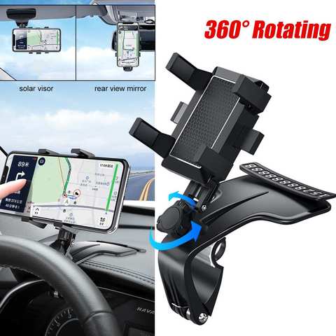 Car Multifunctional Mobile Phone Bracket 360 Degree Sun Visor Mirror Dashboard Mount GPS Stand Phone Holder With Parking Card ► Photo 1/6