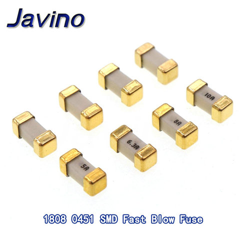 Gold 1808 125V 250V AC 0451 SMD Fast blow Fuse 0.5A 0.75A 1A 2A 3A 4A 5A 6.3A 8A 10A 12A 15A 500MA 750MA 0451 ultra-rapid fuses ► Photo 1/6