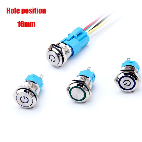 Latching push button switch locked 16mm flat head Momentary Push Button waterproof LED metal switch ► Photo 1/6