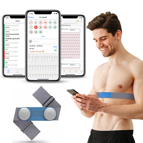 Bluetooth Wearable EKG Monitor ECG Machine Heart Monitoring Device Portable Handheld EKG Monitor USB Charging Data Report ► Photo 1/6