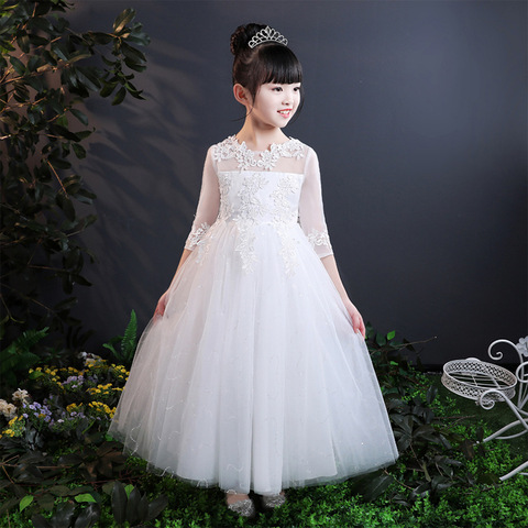 Embroidered White Children's Dress  Kids Wedding Dresses Girls - Child  Style White - Aliexpress