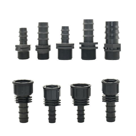 1/2 3/4 Female Male Thread To 1/2 3/4 1 Inch Garden Hose Barb Connector 16mm 20mm 25mm Plastic Hose Fitting 2 Pcs ► Photo 1/6