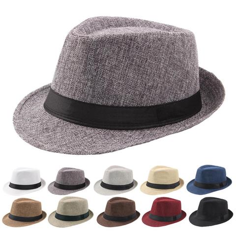 Cowboy Hats Unisex Hat Panama Straw Fedora Trilby Cap Foldable Travel Brim Wide Mens Ladies Fedora Cowboy Summer Hats ► Photo 1/6