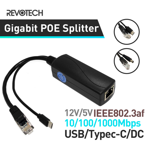 Gigabit PoE Splitter Micro USB/Type-C/DC IEEE 802.3af 10/100/1000Mbps Power over Ethernet for IP Camera ► Photo 1/6
