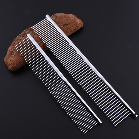 Pet Grooming Hairdressing Comb Wholesale Stainless Steel Medium Small Row Combing For Dogs And Cats Bright Silver Electroplating ► Photo 1/6