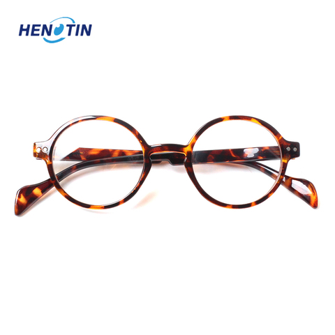 Henotin Fashion Round Reading Glasses Women Men Sping Hinge with Wood-look Presbyopic Glasses Eyewear ► Photo 1/2