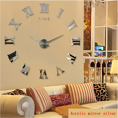 promotion 2022 new  diy wall clock home decor large roman mirror fashion modern Quartz clocks living room watch free shipping ► Photo 1/6
