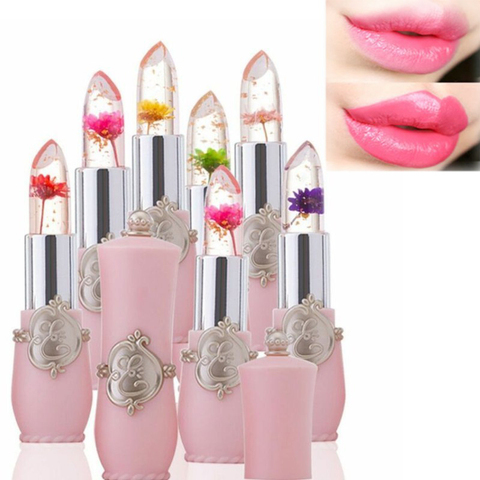 6 colors flower jelly transparent waterproof discoloration lipstick God lips temperature Discoloration  lasting lipstick ► Photo 1/6