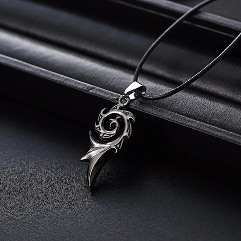 Rinhoo Men's Punk Dragon Flame Titanium Stainless Steel Cool Leather Chain Pendant Necklace Men's Charm Necklace Jewelry ► Photo 1/6