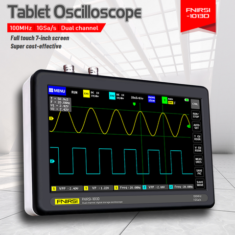 FNIRSI-1013D Digital Tablet Oscilloscope Dual Channel 100MHz x2 Bandwidth 1GS Sampling Rate Oscilloscope 7Inch TFT TouchScreen ► Photo 1/6