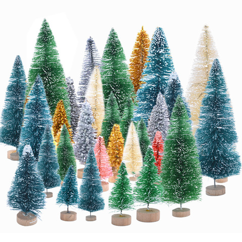 5pcs 5cm-12.5cm Mini Christmas Tree Gold Green Small Pine Tree Sisal Placed In The Desktop New Year Xmas Party Ornaments Navidad ► Photo 1/6