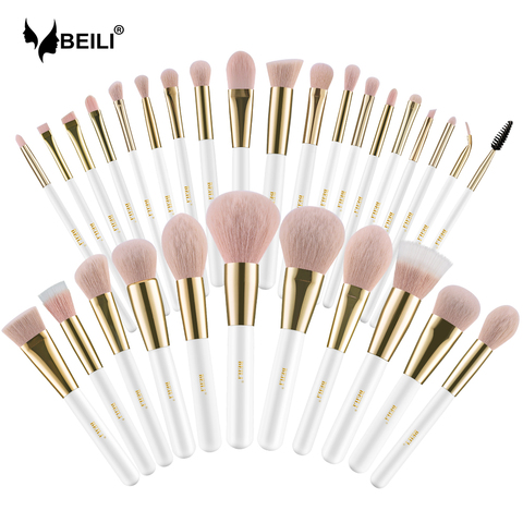 BEILI Pearl White Gold Professional Synthetic Makeup Brushes set Foundation Concealer Eyebrow Vegan Make up Brushes ► Photo 1/6