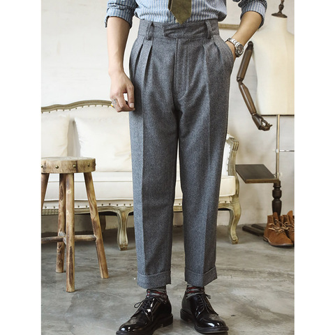 CK-0009  High Quality Super Warm Mens  Vintage Casual Style 400 Gsm 75% Wool Gurkha Pants ► Photo 1/6