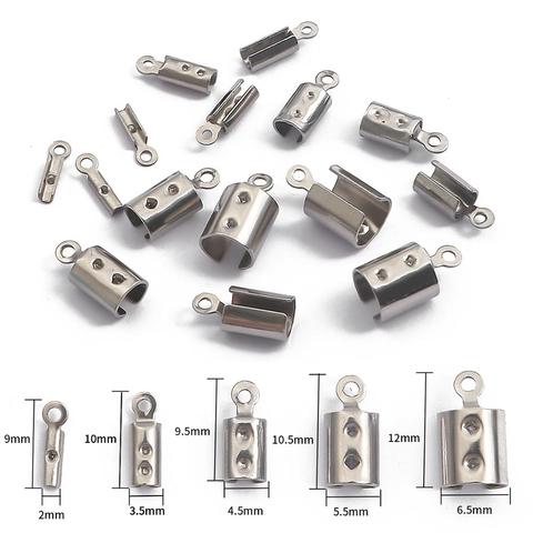 30pcs/lot Stainless Steel leather Cord Crimp Beads End Caps Fastener Necklace Connectors For Jewelry Making Supplies Accessories ► Photo 1/6