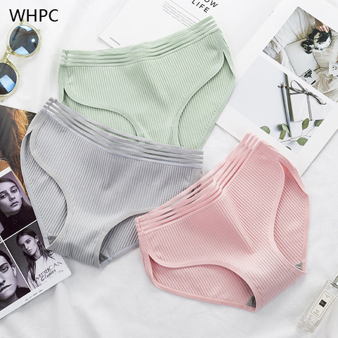 WHPC 100% Cotton Hollow Striped Women's Panties Briefs Low Waist