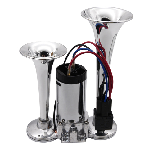 Universal 12V Super Loud Dual Tone Car Air Horn Set Trumpet Compressor with Wires and Relay for Motorcycle Car Boat Truck ► Photo 1/6