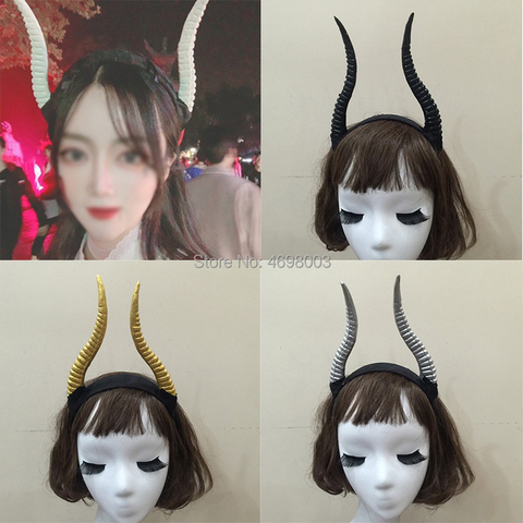 Gothic Antelope Horn Headband silvery/Black Devil Horns Headdress Fancy Dress Accessory for Halloween Carnival Hen Night Parties ► Photo 1/4