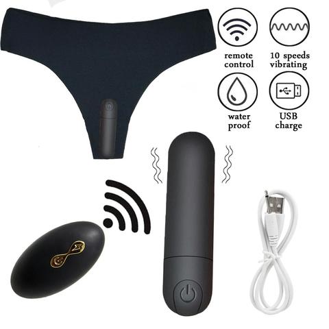 Vibrating Panties 10 Function Wireless Remote Control Rechargeable Bullet Vibrator Strap on Underwear Vibrator for Women Sex Toy ► Photo 1/6