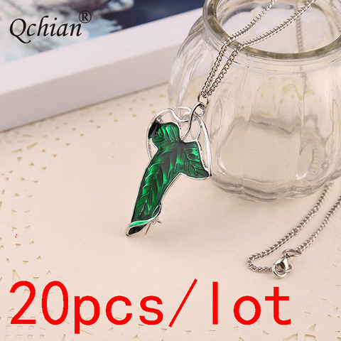 20pcs/lot Zinc Alloy Green Leaf Necklace Elf Prince Princess Decorative Pendant Very Beautiful Jewelry For Women ► Photo 1/4