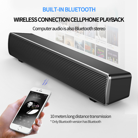 USB connection computer speaker bar stereo long subwoofer music player 3D surround stereo woofer 3.5mm audio input PC laptop ► Photo 1/6