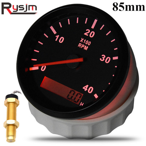 4K/6K/8K RPM 85mm Boat Tachometer Digital Engine Tach Hourmeter Tachometer Gauge for Diesel Gasoline Car rpm Meter Gauge 9~32V ► Photo 1/6