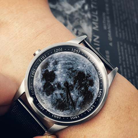 2022 Enmex design wristwatch 3D moon creative design stainless steel case Oil Painting face  quartz clock watch ► Photo 1/6