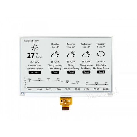 Waveshare 7.5inch E-Ink Raw Display 800x480 Black White e paper SPI interface compatible with Raspberry Pi 2B/3B/3B+/Zero/Zero W ► Photo 1/4