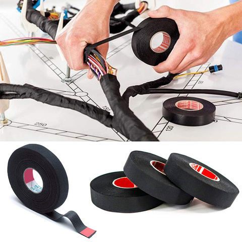 Wire Harness Tape Flame Retardant Black Fabric Tape Adhesive Cloth Tape For  Car Cable Harness Wiring Loom Protection