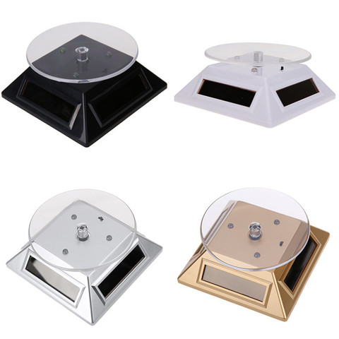 360 Degree Solar Showcase Turntable Rotating Watch Jewelry Display Stand 3LED Color Change Display Case Gold/Silver/White/Black ► Photo 1/6