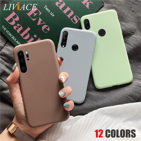 matte silicone phone case on for huawei P smart plus p20 p30 p8 p9 p10 lite 2017 2022 candy color soft tpu back cover funda ► Photo 1/6