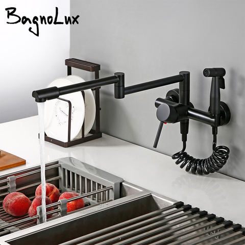 Wholesale Black Hot Sale Hot and Cold Pull Out Kitchen Mixer Tap Pot Filler Faucet Synchronize Airbrush Kitchen Faucet ► Photo 1/6