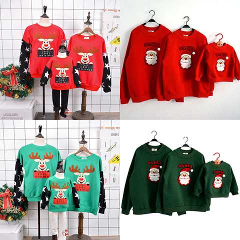 2022 Family Matching Sweatshirt Christmas Santa Claus Cartoon Print Full Sleeve Winter Warm Xmas New Year Gift Kid Ugly Sweaters ► Photo 1/6