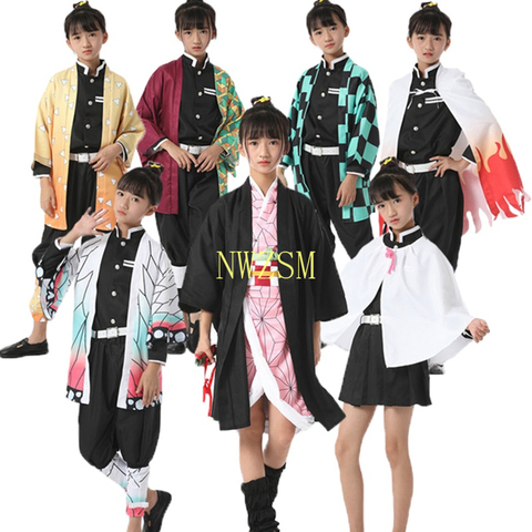 Buy Online Kids Demon Slayer Cosplay Kimono Costume Kochou Shinobu Kamado Tanjirou Nezuko Tomioka Giyuu Agatsuma Zenitsu Child Clothes Alitools
