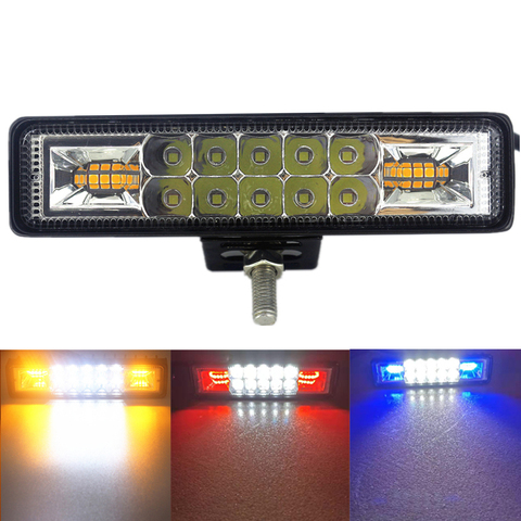 48W Strobe Flash Work Light LED Light Bar Dual Color for JEEP SUV ATV niva Off road 4x4 Truck Trailer Warning Work Lamp 12V 24V ► Photo 1/6