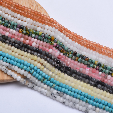 3X4MM New Arrival Natural Stone Beads Spacer Beads Facet oval shape DIY making Jewelry Bracelet and Necklace ► Photo 1/6