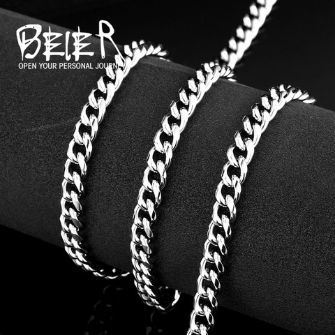 BEIER Filled Solid Necklace Curb  Link Men Cuban Chains Choker Stainless Steel Male Female Accessories Fashion BN1030 ► Photo 1/4